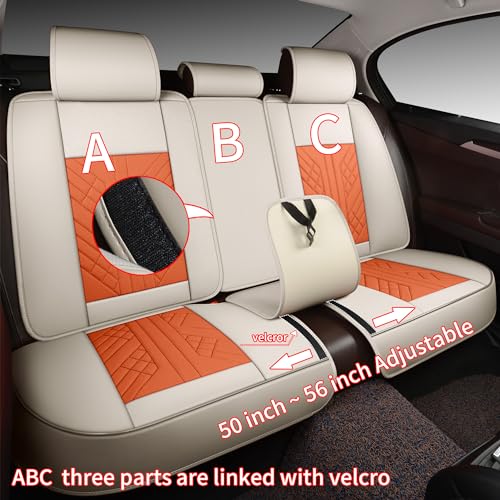Image of GXT Bench Seat Cover, Premium Faux Leather Bench Seat Covers for Trucks - Universal Fit for Most Sedans SUV Pick-up Truck, Durable for Long Lasting Protection(White and Orange)