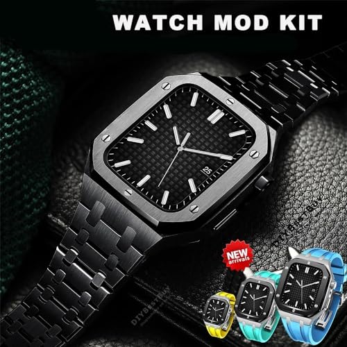 Kit modification de luxe PURYN en acier inoxydable finition agate Apple Watch 45mm