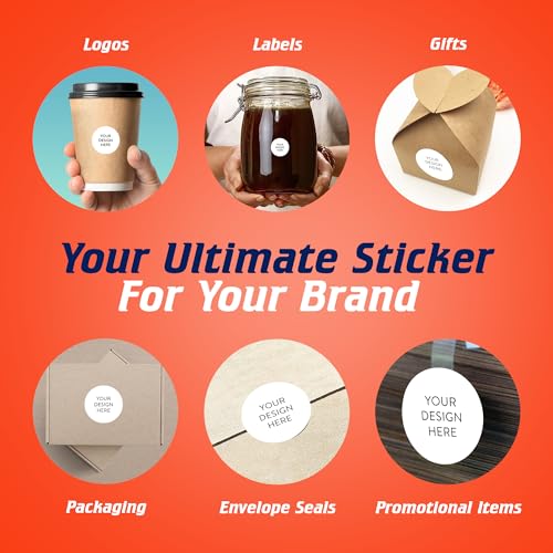 100 Custom Vinyl Stickers - Upload Your own Image, Text, Design, Logo - Personalized Logo Labels for Handmade, Packaging, Bottle, Jars, Candle, Brand Stickers (White, 1x1)