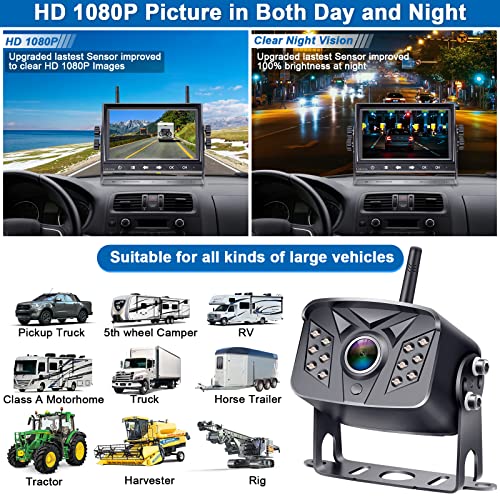 Leekooluu Rv Backup Camera Wireless Waterproof 7'' Lcd Split Screen Dvr Dash Monitor Touch Key Rear View System 4 Channels Travel Trailers Adapter For Furrion Pre-Wired Rvs Night Vision Lk7 #TOP6