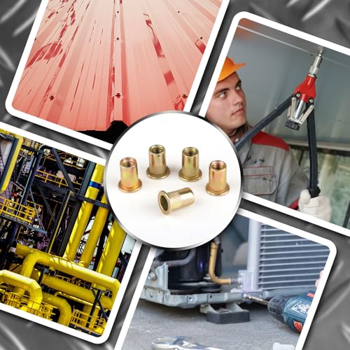 RISF 100 Stück Nietmuttern M6, 12 x 15mm Hülsenmutter M6, Verzinkt Kohlenstoffstahl Hülsenmutter, Rund Blindnietmuttern, Verwendet für Metallplatten, Rohre