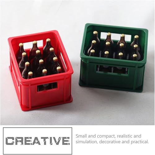 Miniatura 5 de TOYANDONA Worlds - Caja de botellas de cerveza en miniatura para casa de muñecas, caja de cerveza para casa de muñecas, caja de almacenamiento de