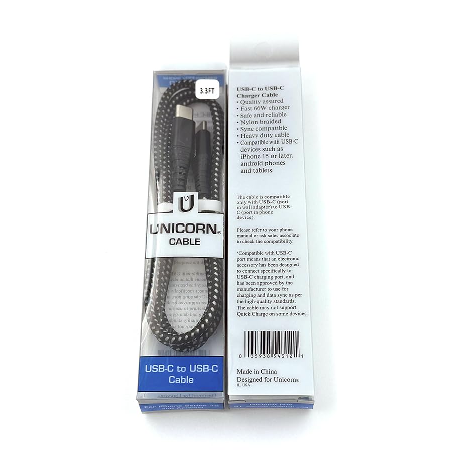 50 Packs Supreme USB-C to USB-C Charging Cable for iPhone Series 15 and Android Phones USB Type C Braided Data Cables 3.3 ft / 1m Bulk Wholesale Lot, Black, Grey, Silver, Blue