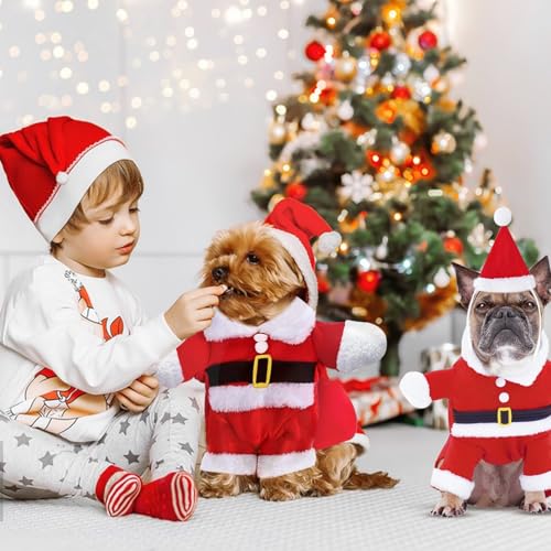 Hundekostüme Weihnachten, Kleidung für Haustiere Weihnachtsmann, Katze Hund Weihnachtskostüm mit Mütze Weihnachtsmann, Neujahr Party Geschenk für Kleine Hunde Katze (L)