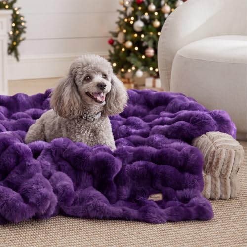 Image of Bedsure Fluffy Bubble Faux Fur Throw XL Blanket, 50 inchx70 inch, Tie-dye Purple