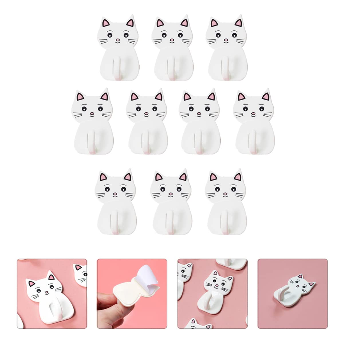 VASDEV Juegos, 10 uds., Ganchos para Dormitorio, Perchero, Gancho de Cocina para el hogar, Metal Blanco, Estante de Dibujos Animados para Restaurante, Organizador Autoadhesivo, Abrigo de