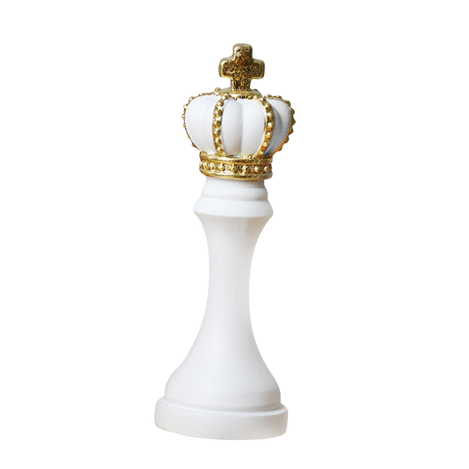 Statue De Pièce D'échecs En Résine - Forme Roi Blanc - Décoration Rétro Pour Bureau Ou Maison - 15,8 Cm - 6