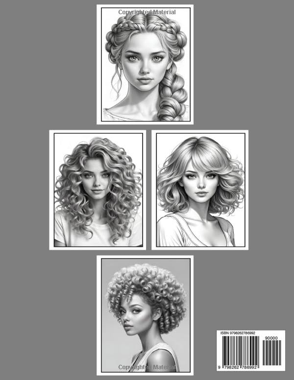 Image secondaire de Livre de Coloriage Grayscale : Visages de Femmes Réalistes