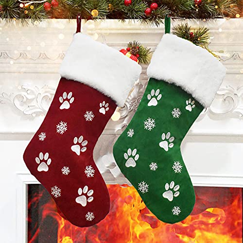 2 Stück Weihnachtsstrümpfe Nikolausstrumpf 45cm Personalisierter Haustier Hund Weihnachtsstrumpf Groß Weihnachtssocken Deko Kamin Hängende Sack Geschenk Taschen Für Weihnachtsbaumschmuck Feiertag