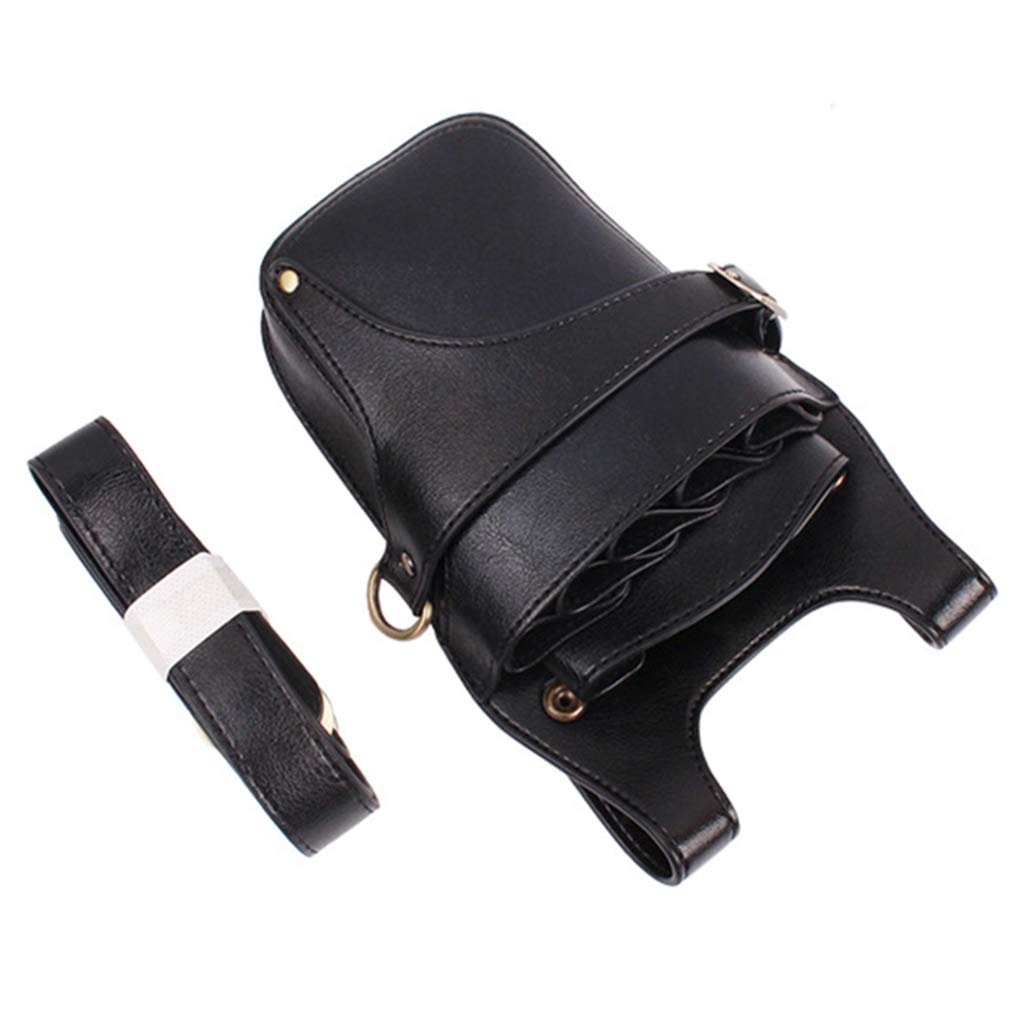 Scherentasche für Friseure Ledertasche Gürteltasche Friseurtasche Werkzeugtasche Haarstyling Geräte Tasche, Schwarz