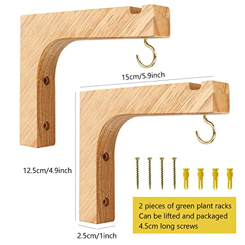 Fgsaeor Macrame Plant Hanger, Hanging Wall Planters For Indoor Plants, Wooden Hanging Basket Hooks For Outdoor Pots Wind Chime Flower Bracket Lanterns Patio Garden Decoration (2-Pack,5-Inch) #TOP1