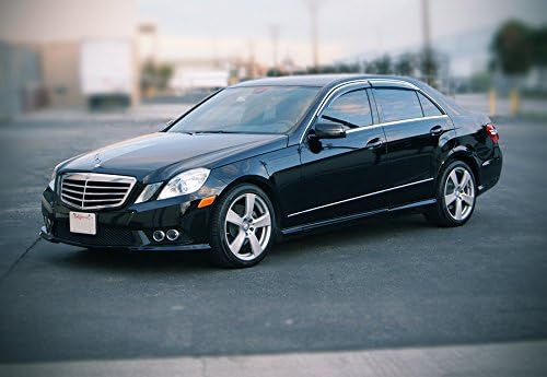 WellVisors Window Visors Wind Deflectors Compatible with Mercedes-Benz 2010-2016 E-Class Sedan W212 with Chrome Trim Rain Guards 3-847MB013
