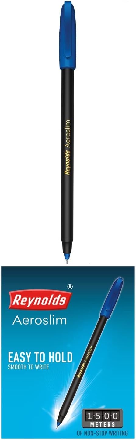 Reynolds AEROSLIM 15 CT BLUE I Lightweight Ball Pen With Comfortable Grip for Extra Smooth Writing I School and Office Stationery | 0.7mm Tip Size