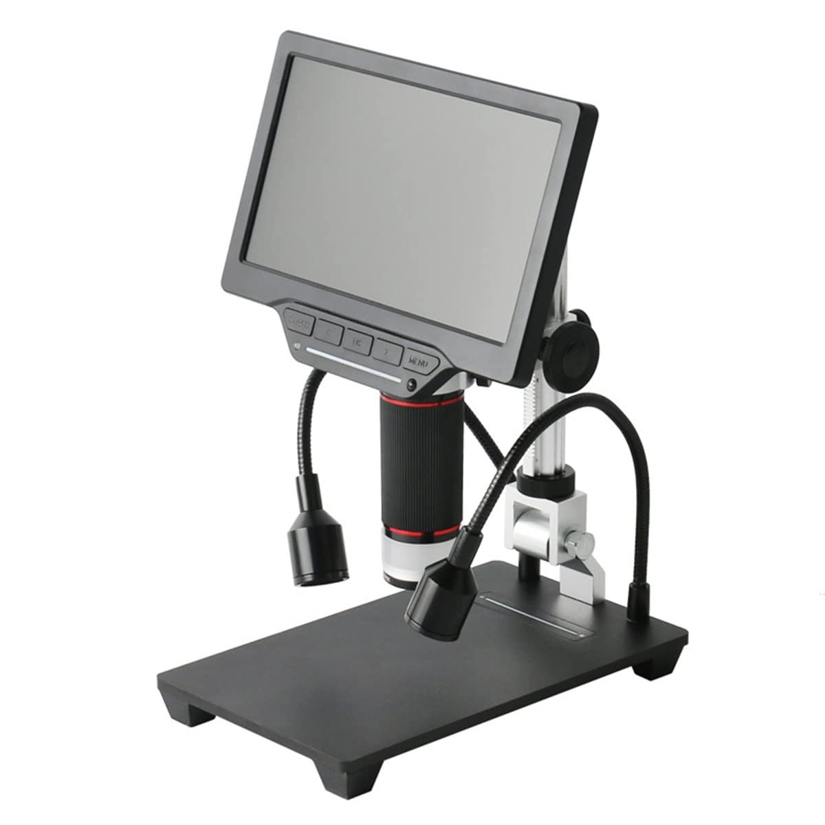 Microscope 16MP 1080P Digital Industry Microscope Camera, 208X Zoom 7 Inch Magnifier Metal Stand(A)