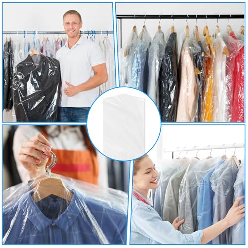 Miniatura 7 de Tnomsno 50pcs Fundas Ropa Armario De Plástico, 60x120cm Bolsas Transparentes Para Ropa Cubierta De Polvo Para Ropa, Fundas Ropa Antipolvo Para Chaquetas Camisas Funda Traje 60 X 120 Cm