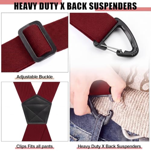 Image of Janmercy 2 Pcs X Back Hidden Suspenders for Men