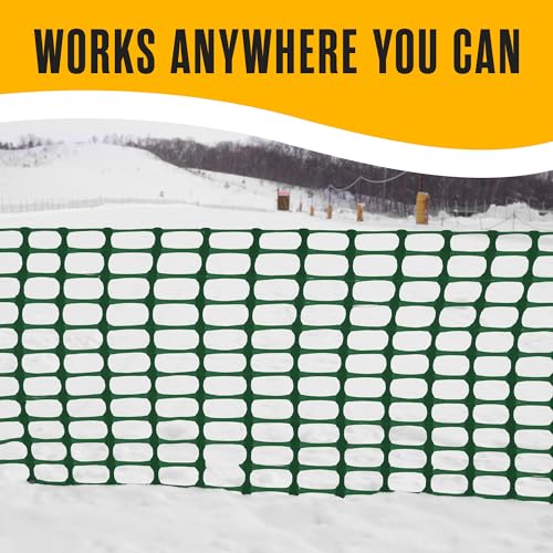 Image of Houseables Fencing, Temporary Fence, Snow Fence, 4x100' Feet, 10.55 lb /roll, Green Plastic Fencing, Deer Netting, Plastic Mesh Roll, Safety Netting, Construction, Yard, Garden, Chicken, Dogs, Backyard