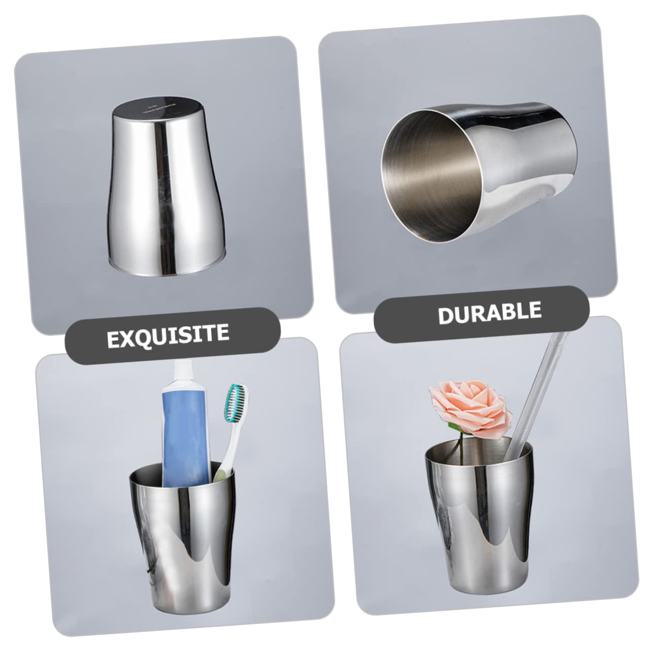 Cabilock 5 Piezas Taza De Lavado De Acero Inoxidable Tazas De Café Taza De Aislada Vaso Copa Botella De Agua Cámping Tazas De Café Cepillo De Acero Inoxidable Silver