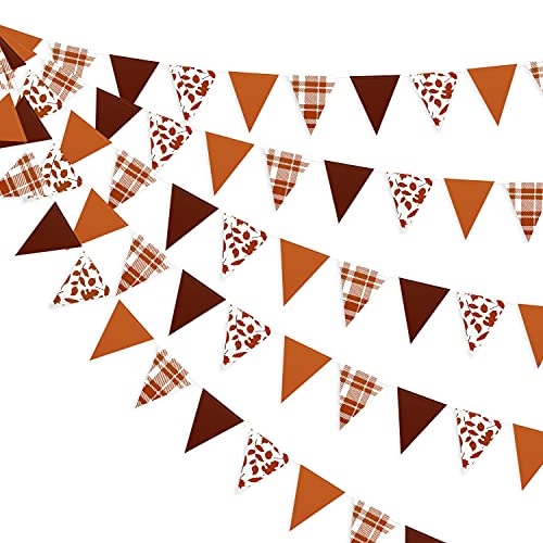 Image of pinkblume Fall Party Decorations Maple Leaf Pennant Banner Triangle Hanging Flag Bunting for Autumn Thanksgiving Birthday Wedding Bridal Baby Shower Engagement Bachelorette Harvest Party Supplies
