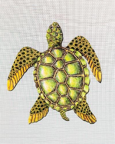 Screen Magnets - Keep People and Pets from Running Into Screen Doors & Patch Holes with Screen Door Magnets - Made in USA - Sea Turtle - 5 x 5.25 inches - 2 Pack (1 Pair)