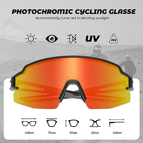 Image of ROCKBROS Photochromic Sports Sunglasses Professional Anti Fog - UV400 Goggles with Myopia Frame for Running Cycling Fishing
