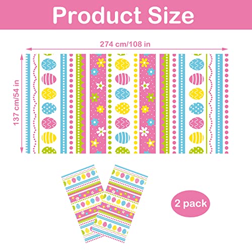 Uomnicue Easter Tablecloth, 2 Pcs Disposable Plastic Easter Egg Print Table Cover Rectangle, Waterproof Reusable Table Cloth For Easter Party Supplies Favor Spring Holiday Decoration #TOP1