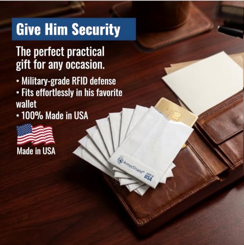 Image of ArmorShield RFID Blocking Sleeves for Credit Cards, 20-Pack White, USA Made | Blocks unauthorized RFID scans. Slim, waterproof, tearproof. 100% Made in USA.