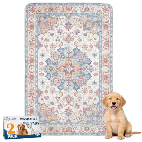 Washable Pee Pads for Dogs, 2 Pack Reusable Puppy Training Pads 24"x18" Super Absorbent Waterproof Dog Training Pads, Non-Slip Potty Pads, Whelping Pads Litter Mat Beige