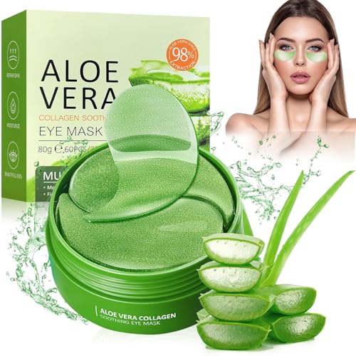 60 Piezas Parches Ojos Bolsas y Ojeras, Mascarilla de Aloe Vera Para Ojos, Mascarilla de Colágeno, Hydrogel Eye Pads, para Ojos Los Ojos Contra Las Ojeras La Hinchazón Líneas Finas y Arrugas
