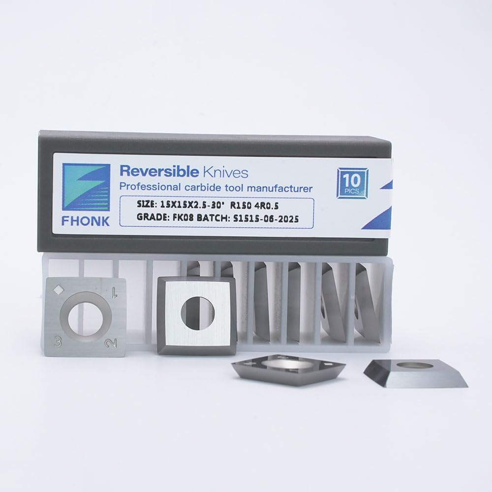 15mm Arc-edge Square Carbide Inserts Cutters, for Woodturning Replacement Cutter Knives, Fits Spiral, Helical Planer Cutter, Wood Lathe Turning Tool, 10-Pack (15x15x2.5-30° R150(4R0.5))