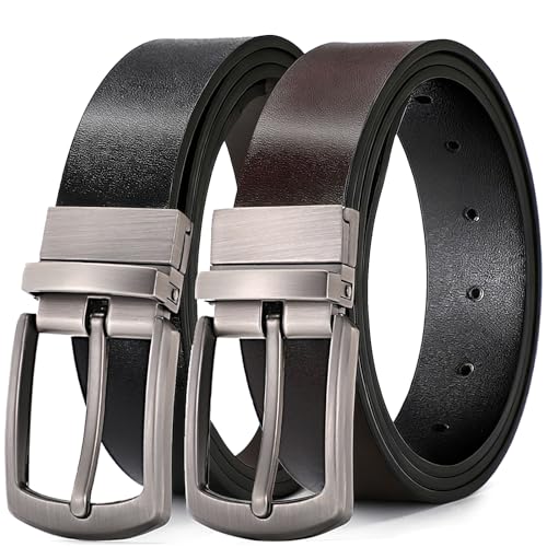 La Mejor Selección de Cinturon para Hombre del mes. 44 KIROGILY Cinturones Hombre 2 en 1, Cinto Hombre Sintética Reversible Ajustable, Tamaño: 110-125x3.3 cm Cinturones Hombre Piel, Cinturon, Regalos para hombre; Papá, Marido y...