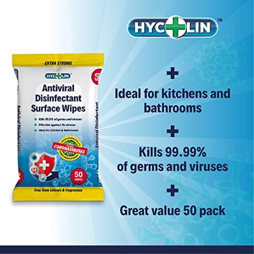 Hycolin Antibacterial Wipes, 12 Pack Bundle - 600 Extra Large Antiviral Surface Wipes - Disinfectant Wipe Removes 99.99% of Germs
