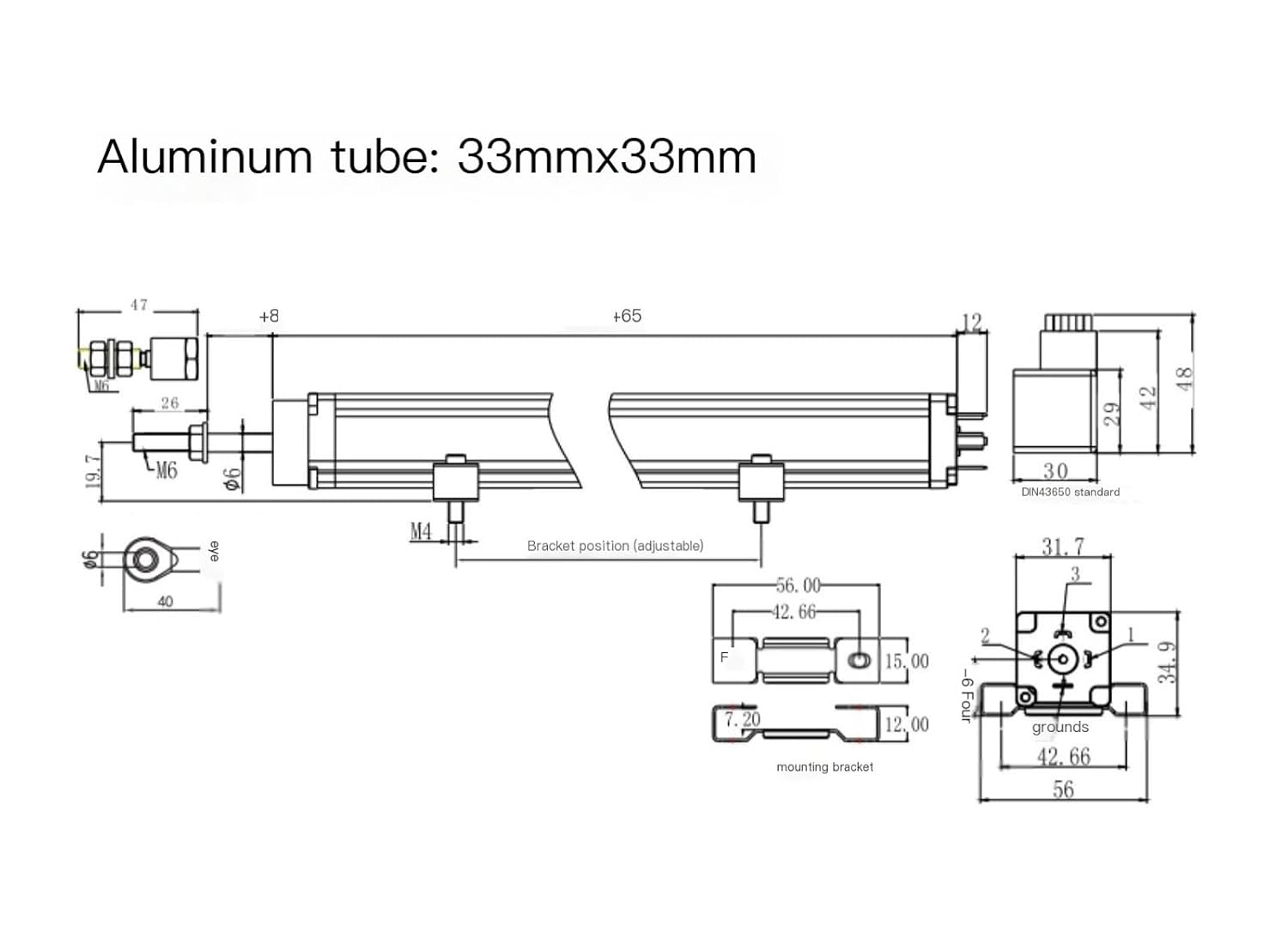 Injection molding Machine Electronic Ruler PR3-800mm Tie Rod Type Linear Displacement Sensor Resistance(800mm)