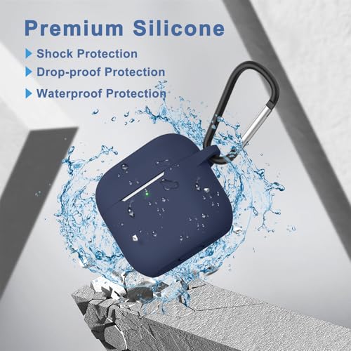 Image of Tobfit Case for AirPods 4 Case Cover 2024 with Lanyard & Keychain, Soft Silicone Protective Case for Apple AirPods 4th Generation, Full Protection, Support Wireless Charging - Midnight Blue