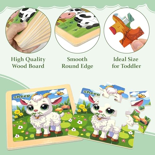 kepovin Ap1000 Puzzle de Madera Animales para Niños 9 Piezas Juego de 8 Sets miniatura 3