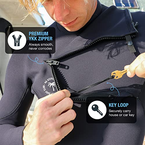 Men’s Surfing Wetsuit - Chest Zip Fullsuit - Warm Superstretch 3/2Mm Or 4/3Mm Neoprene W/Gbs Seams (Black 3/2Mm, L (Large)) #TOP5