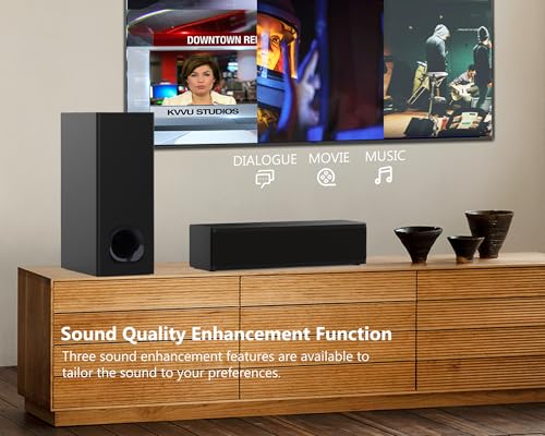 2.1 Wooden Compact TV Sound Bar with Wooden Subwoofer, HDMI ARC/Bluetooth/Optical/AUX/RCA Connection, Remote Control, Adjustable Bass, Ideal Listening Hip-Hop, Rock, Heavy Metal Music - Image 4