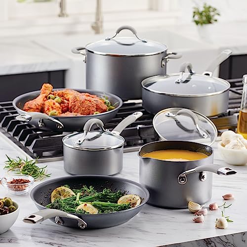 Circulon 84564 Elementum Hard Anodized Nonstick Cookware Set / Pots And Pans Set - 10 Piece, Gray #TOP2