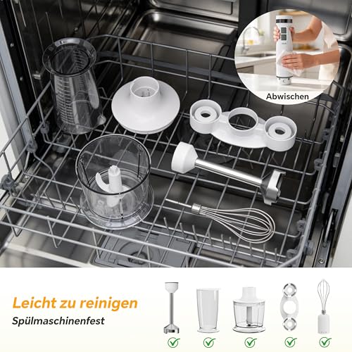 Mezclador eléctrico blanco batidor de mano compacto para repostería casera fácil 7