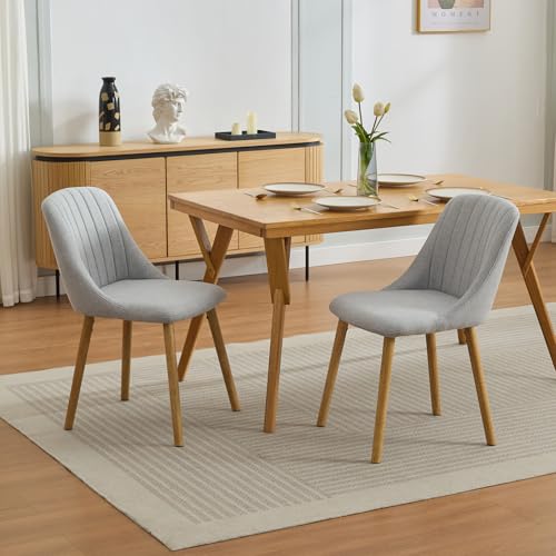 Dining Chairs Set of 2,Modern Upholstered Kitchen Chairs with Ergonomic Back Support,300 LBS Capacity Dining Chairs with Oak Legs for Dining Room Home
