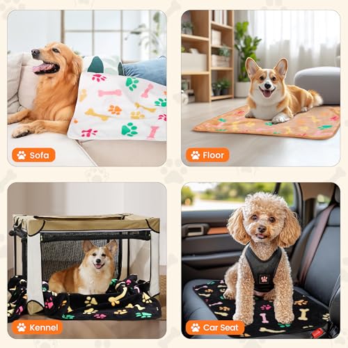 HezzLuv 3 Hundedecken, waschbare, weiche Fleece-Decken für Hunde und Katzen, atmungsaktiv, für Sofa, Betten und Autositze, 52 x 76 cm