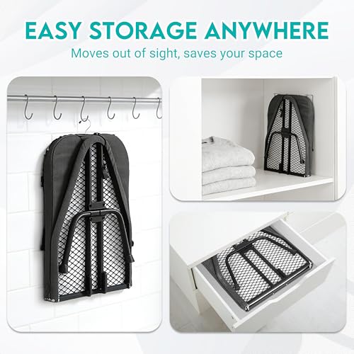 ZOESTORAGE Bügelbrett, Tischbügelbrett mit Bügeleisenablage,Bügelbrett Klein mit 100% Baumwollpad (8 mm), rutschfeste Füße, perfekt für zu Hause oder unterwegs, 80 x 30 cm, schwarz