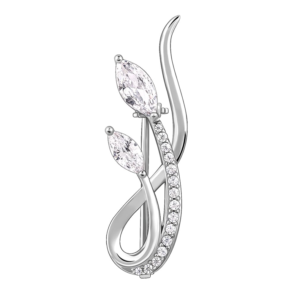 925 Silver Curvy Leaf Brooch For Him| Gifts for Men and Boys| With Certificate of Authenticity and 925 Stamp | 6 Months Warranty