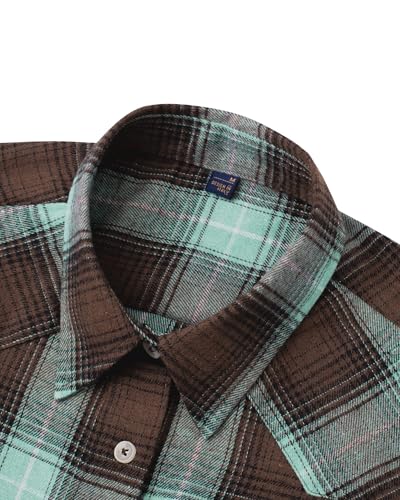 Image of SANGTREE Women and Girls Oversized Flannel Plaid Shirt Mid-Length Casual Button Down Shirt with Pockets