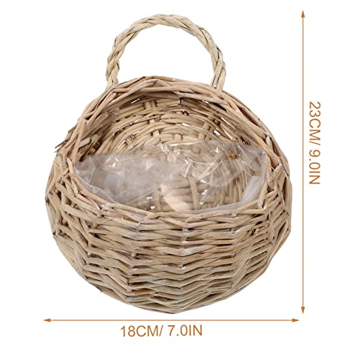 Miniatura 4 de Cabilock 2 Uds Jardinera Colgante Cerca De La Pared Cestas De Mimbre Cestas De Flores De Mimbre Colgador De Macetas Decoración De Jardín Interior Exterior-Cestas De Frutas Para Colgar En