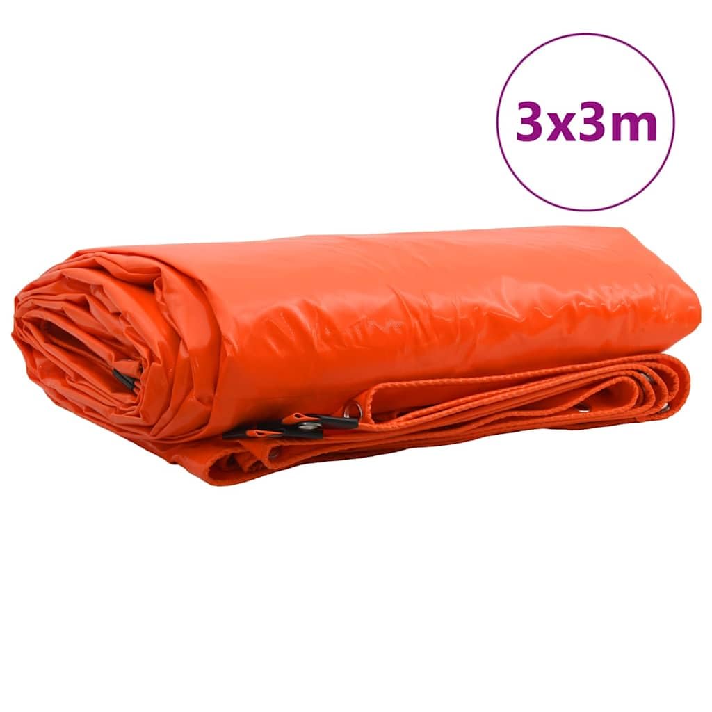 Lona 650g / m² Naranja 3 x 3 m Lona con Recubrimiento de PVC,Lonas Impermeables,6.6kg-42017778