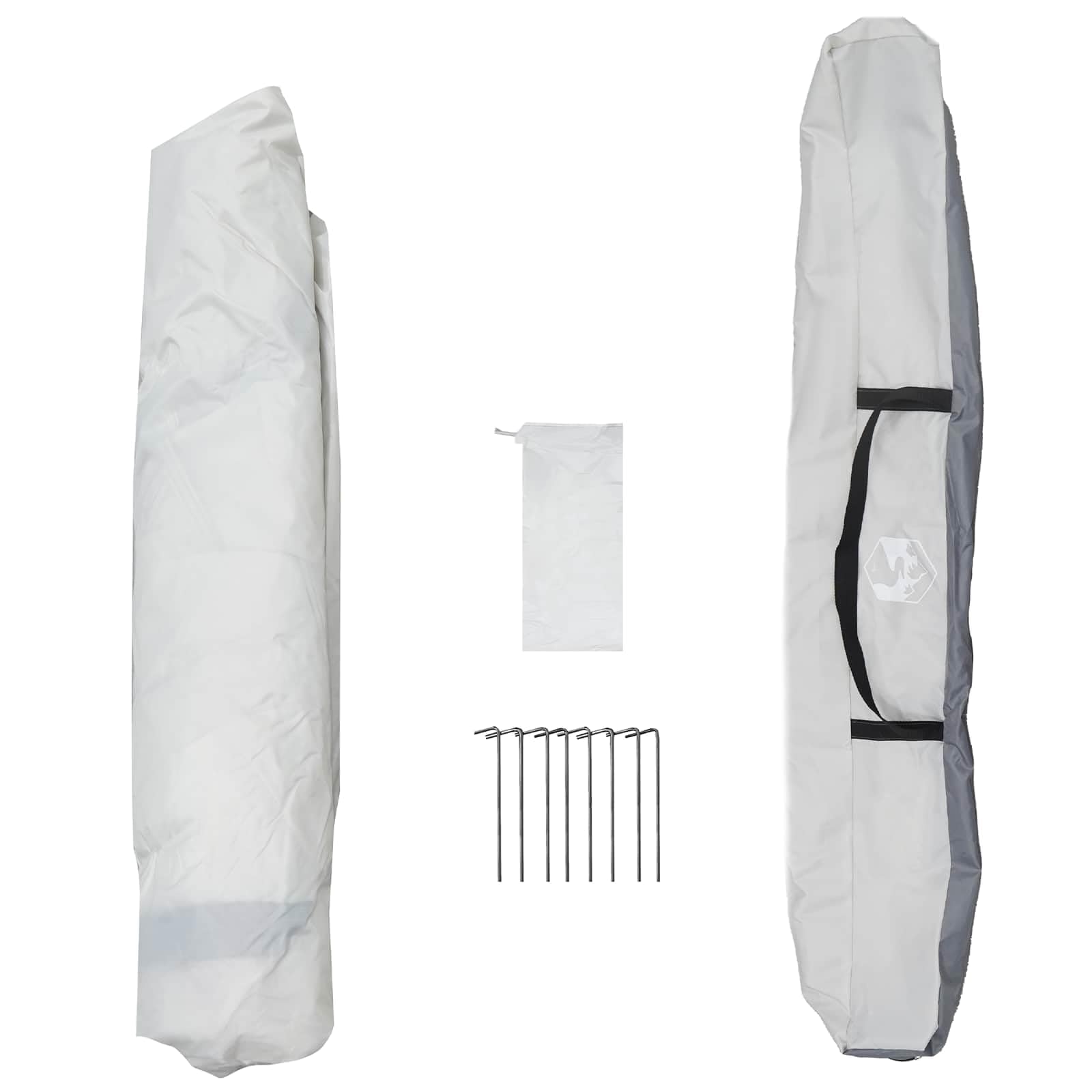 Tienda de campaña instantánea con almacenamiento, gris, 260 x 260 x 197 cm, marco de acero, para camping, viajes y aventuras al aire libre