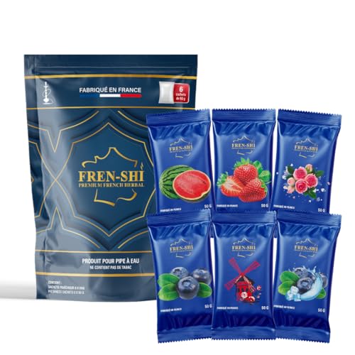 Frenshi - 6 x 50 g - Pack Fruits Rouges - Goût Chicha, Saveur shisha, Arome hookah. Made in France
