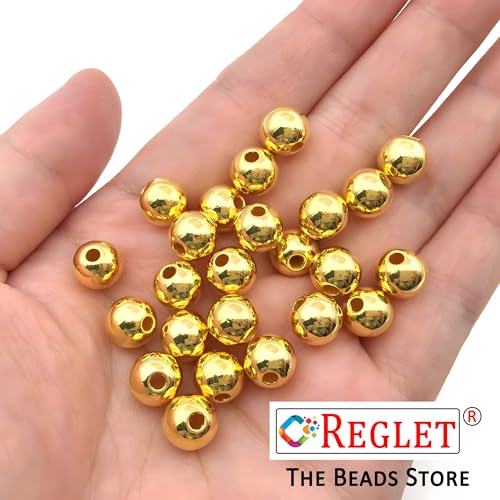 Image of 650 Pcs Golden Pearl Beads for Jewellery Making Kit | Bead Bracelet Making for Women Girls Kids | Crystal Beads for Craft | Pearls for Craft | 8mm | 200g