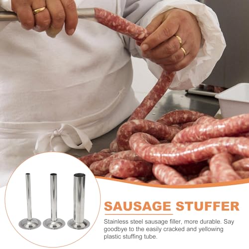 Tubo de enchimento de salsicha 3 peças de aço inoxidável de enchimento manual de salsicha funis para
